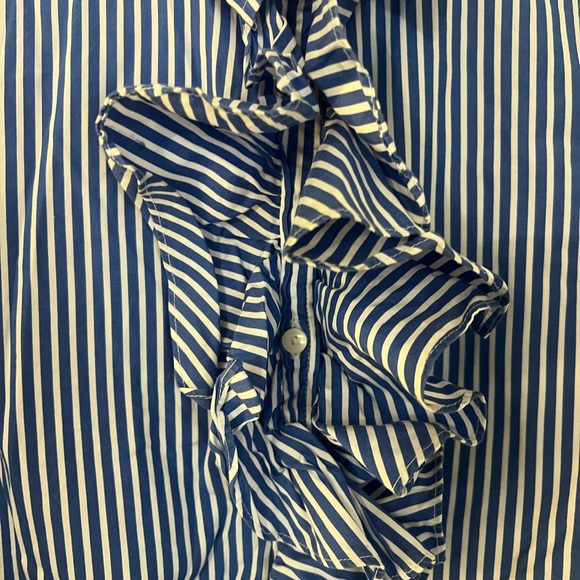 Ralph Lauren ruffled stripe button up - Picture 3 of 4